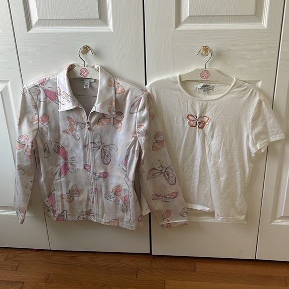 St. John Sport Sequin Butterfly Jacket and Tee - Picture 2 of 4